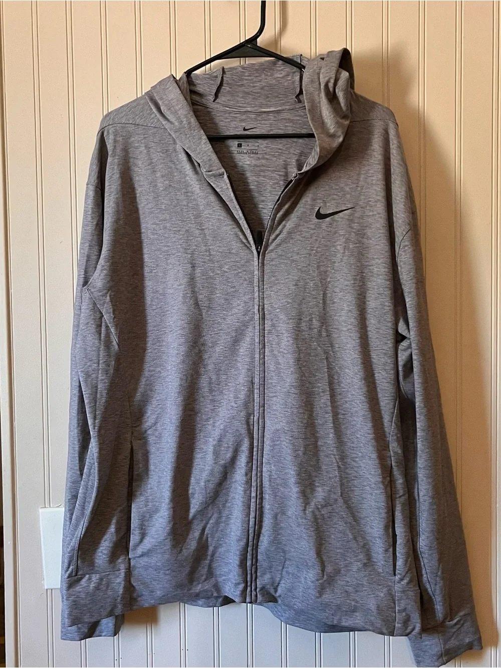 Nike Dri-Fit Full Zip Hooded Sweatshirt Track Jacket Size Large Gray